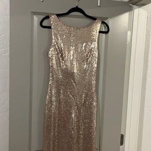 Lulus gold sequin dress, open hanging back